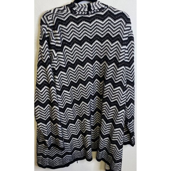 CATHERINES Open Front Sweater Cardigan Plus 3X 26/28W Black White Metallic - Picture 3 of 4